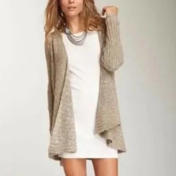 Free People Sweaters - Free People Beached Shell Tan Open Front Cardigan Sweater size medium